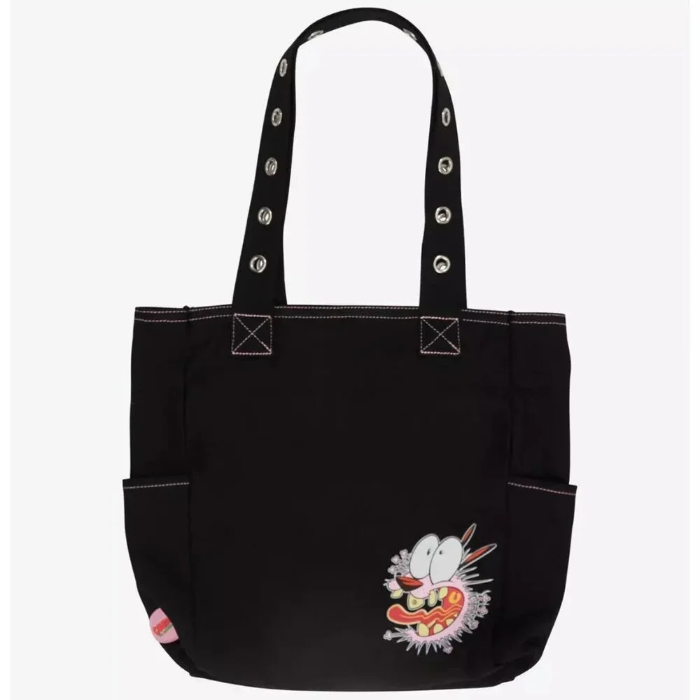 Courage The Cowardly Dog Tote Bag featuring accented charm and Grommets *NWT* - Picture 2 of 4